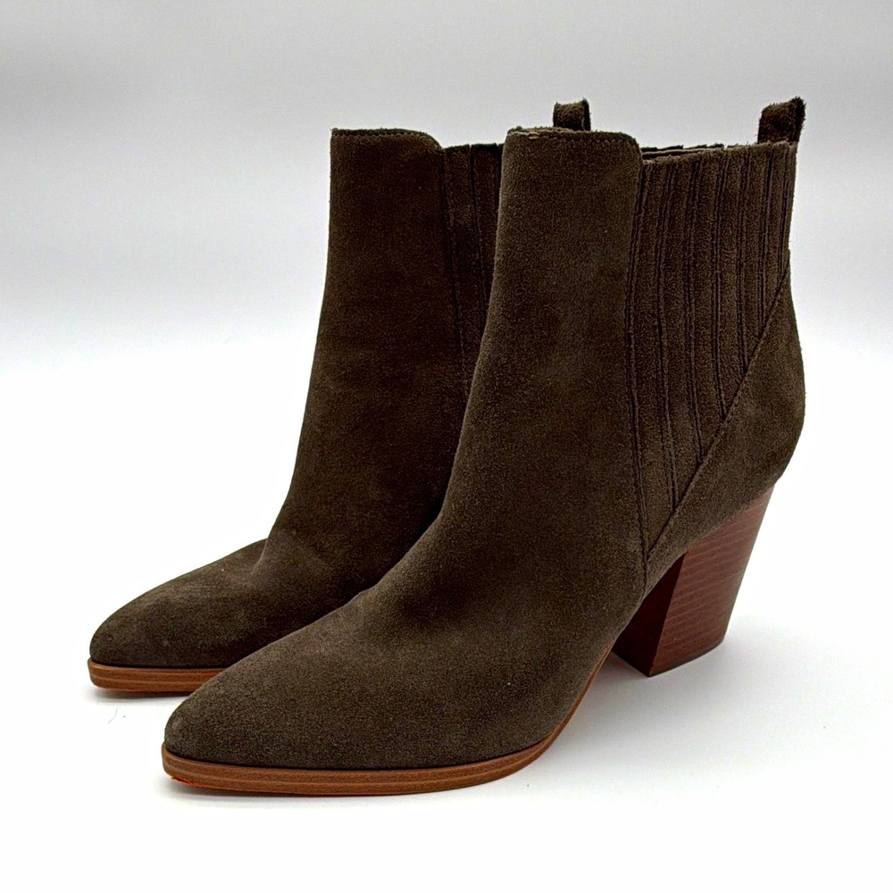 Marc Fisher Women's Olive Moss Green Suede Pull-On Ankle Bootie Pointed Toe 8.5M